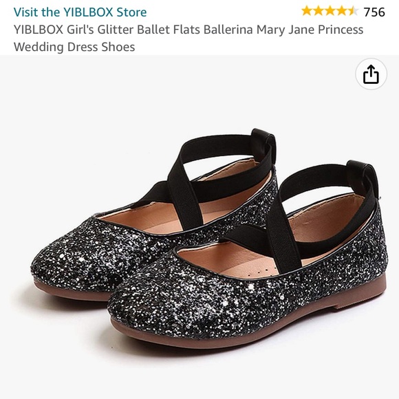 Kids black sparkly size 1 - Picture 2 of 2